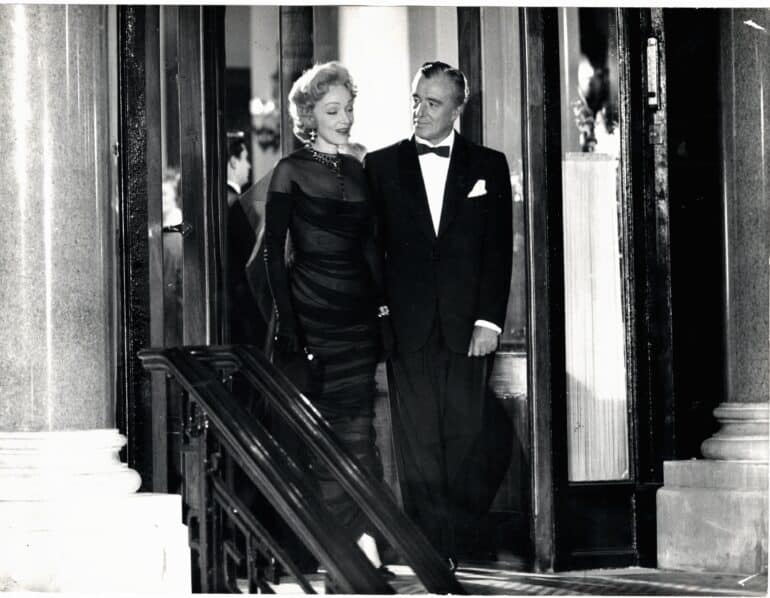 Photo Marlene Dietrich and Vittorio De Sica in a scene from Montecarlo a 1956 film directed by Samuel A. Taylor 1956 Touring Club Italiano 04 0834