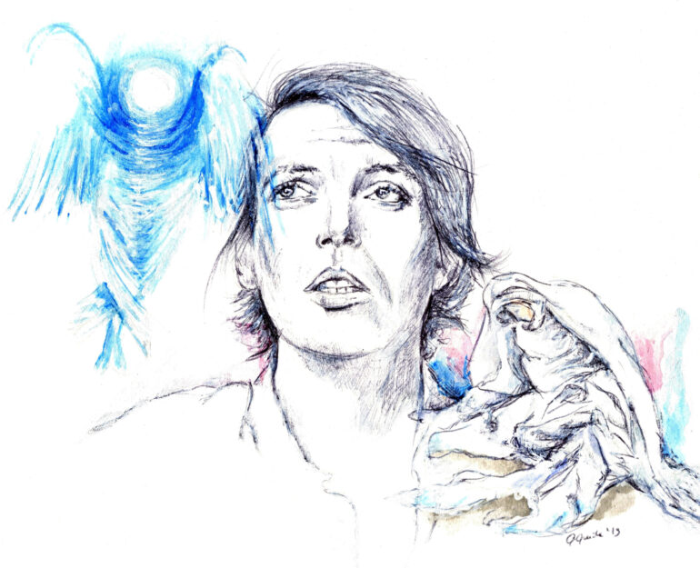 Illustrazione Fabrizio De Andre Faber vidi langelo mutarsi in cometa G. Guida